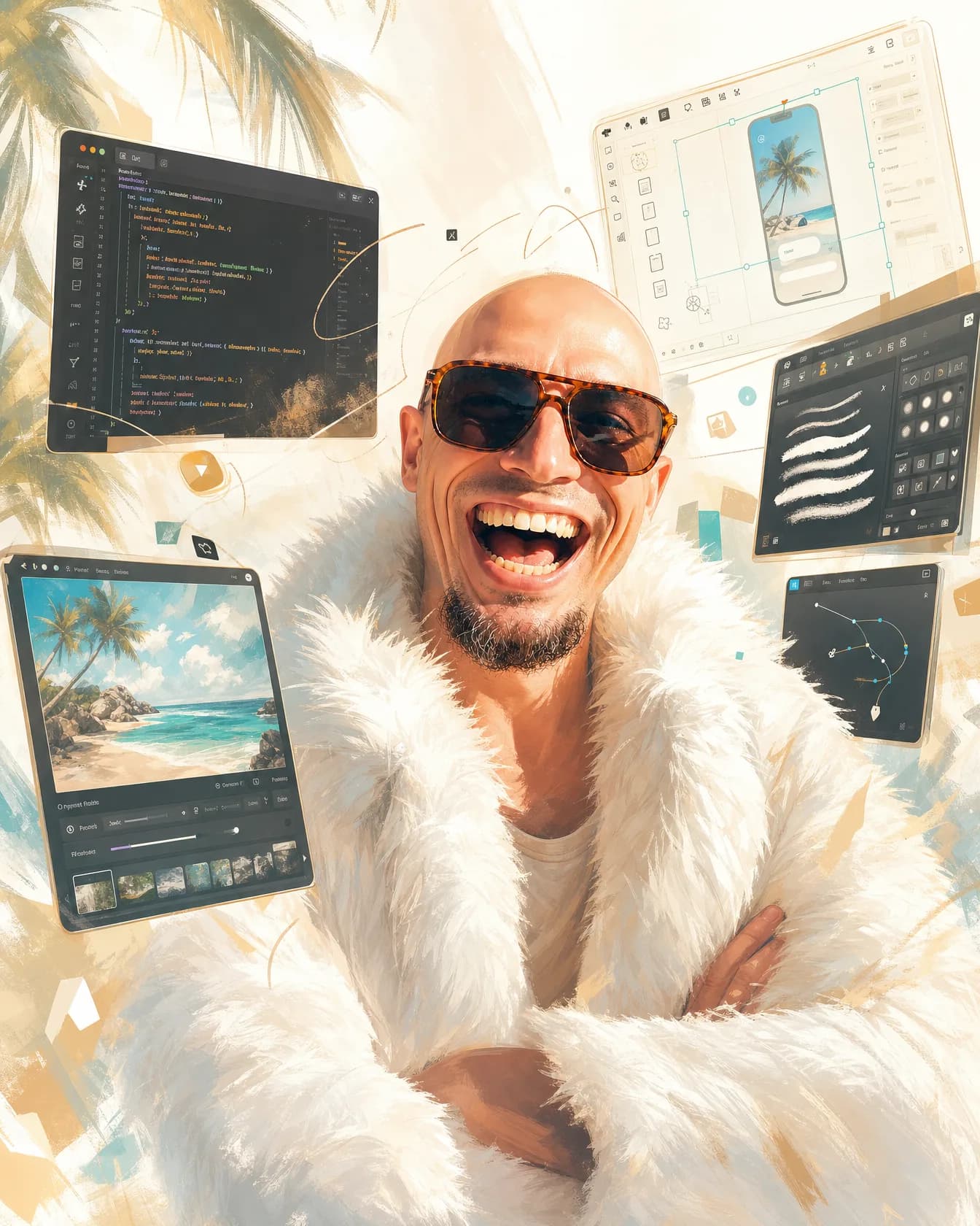 Anton Derbushev — иллюстрация с инструментами Cursor, Figma, Adobe и OpenArt